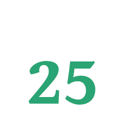 A stylized symbol of a single-day calendar, displaying December 25th on it